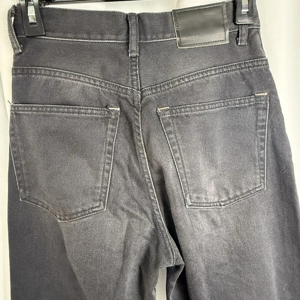 Acne Studios 1990 Washer Out Black Rigid High Waist Loose Bootcut Jeans Sz 27/30